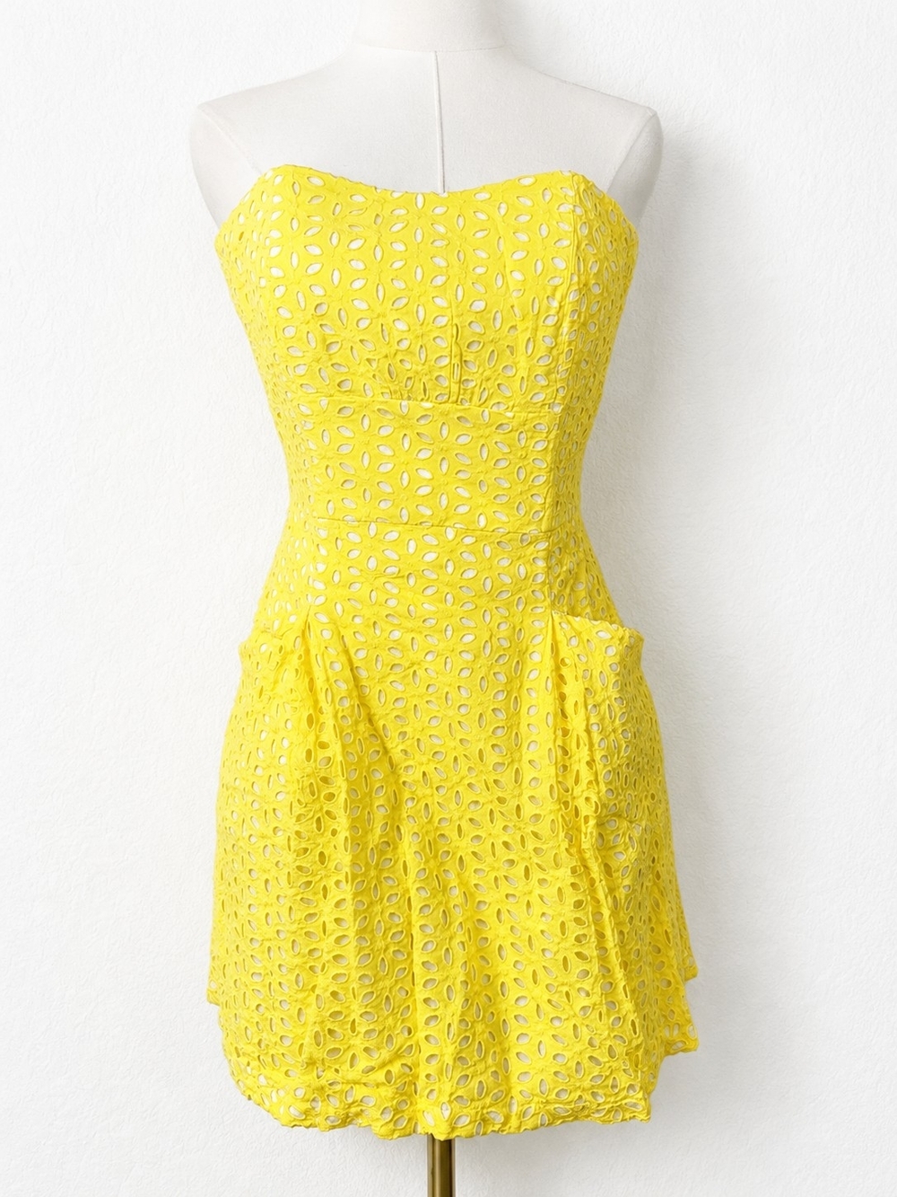 Lilly Pulitzer Blossom Strapless Eyelet Dress Pineapple Juice Yellow Size 0 - Picture 1 of 10
